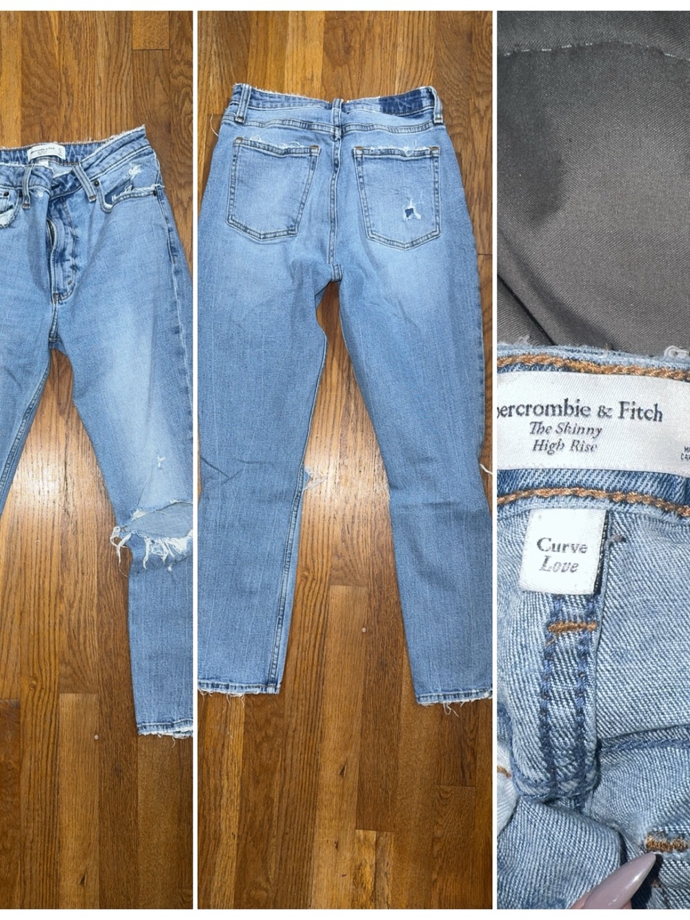 Abercrombie & Fitch Light Blue Curve Love High-Rise Skinny Jeans